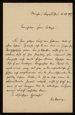 Brief von Karl von Amira an Otto von Gierke, München-Bogenhausen, 10.7.1907