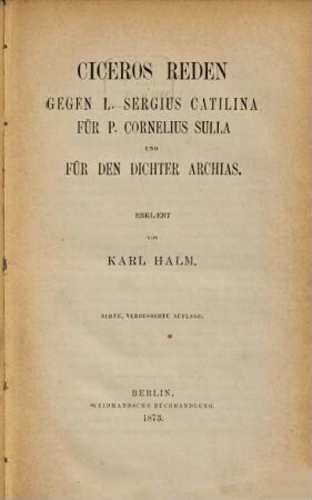 Cicero's ausgewählte Reden, 3