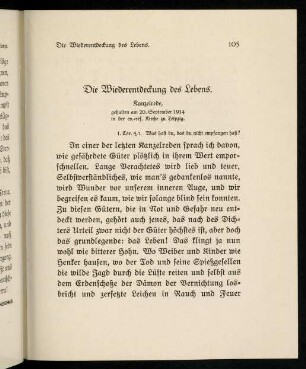 105-116, Die Wiederentdeckung des Lebens