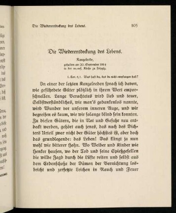 105-116, Die Wiederentdeckung des Lebens