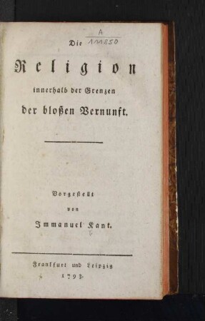 Die Religion innerhalb der Grenzen der bloßen Vernunft