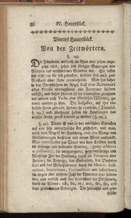 Viertes Hauptstück. Von den Zeitwörtern.