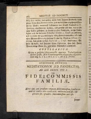 984-991, Sp. 403. De Fideicommissis familiae