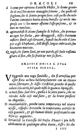 Oracoli Della S. Svlpitia Biraga.