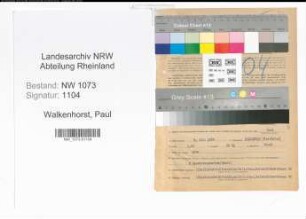 Entnazifizierung Paul Walkenhorst , geb. 08.07.1896 (Kaufmaennischer Angestellter)