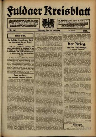 Ausgabe vom Dienstag, den 13. Oktober 1914.
