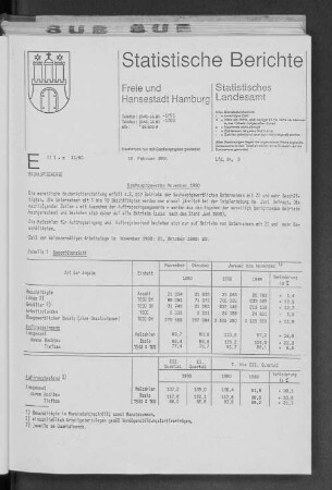 Bauhauptgewerbe November 1990 : Lfd. Nr. 3
