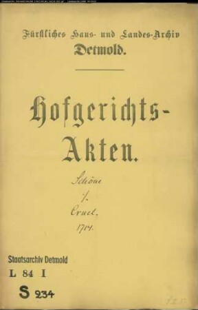 Schöne, Joh. Bernhard, Apotheker in Detmold gegen Bartold Cruel im Klüt - Schuldforderung