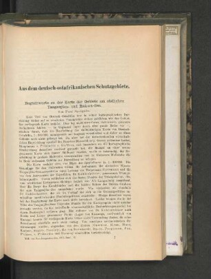 Aus dem deutsch-ostafrikanischen Schutzgebiete.
