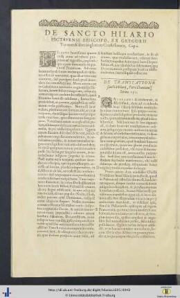 De s. Hilario, per Gregorium Turonensem & De translatione s. Hilarii, Petri Damiani Sermo.