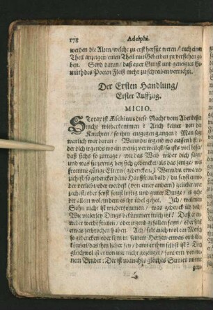 Der Ersten Handlung/ Erster Auffzug. [u. a.]