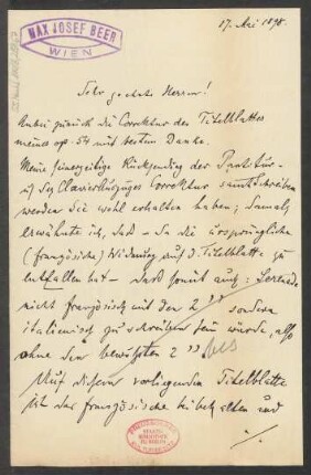 Brief an B. Schott's Söhne : 17.05.1898