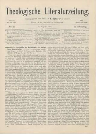425-427 [Rezension] Hagenbach’s Encyklopädie und Methodologie der theologischen Wissenschaften. 10. Aufl., durchgängig revidirt und hrsg. von E. Kautzsch