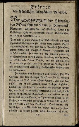 Extract des Königlichen Allerhöchsten Privilegii.