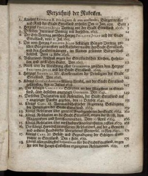 Verzeichniß der Rubriken [1.- 36.].