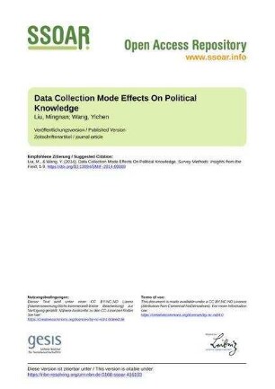 Data Collection Mode Effects On Political Knowledge