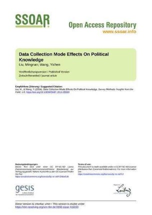 Data Collection Mode Effects On Political Knowledge