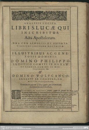 Analysis Logica Libri S. Lucae Qui Inscriptur Acta Apostolorum. Una Cum Scholiis Et Observationibus Locorum Doctrinae