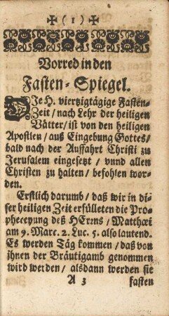 Vorred in den Fasten-Spiegel
