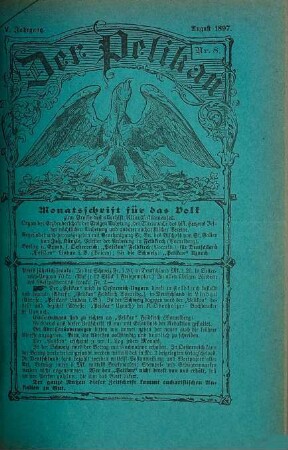 Der Pelikan : Monatsschrift für das Volk zum Preise des allerheiligsten Altarsakramentes ; Organ der Erzbruderschaft der Ewigen Anbetung, der Ehrenwache des Heiligsten Herzens Jesu und anderer eucharistischer Vereine. 5. 1897