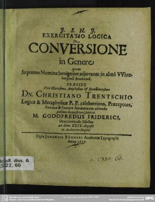 Exercitatio logica de conversione in genere