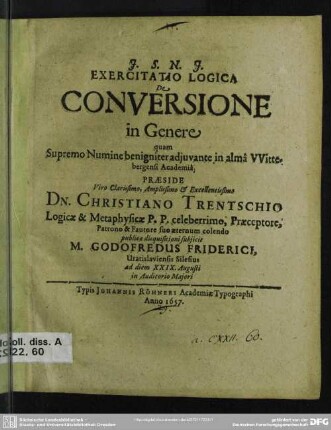 Exercitatio logica de conversione in genere