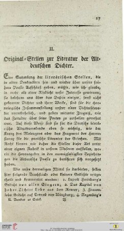 2: Original-Stellen zur Literatur der Altdeutschen Dichter