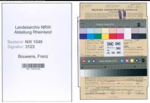Entnazifizierung Franz Bouwens , geb. 02.09.1899 (Zahnarzt)