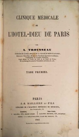 Clinique médicale de l'Hotel-Dieu de Paris, 1