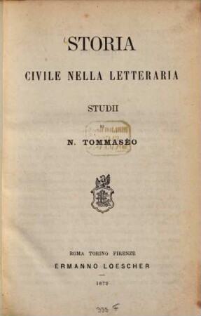 Storia civile nella letteraria : studii