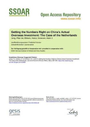Getting the Numbers Right on China’s Actual Overseas Investment: The Case of the Netherlands