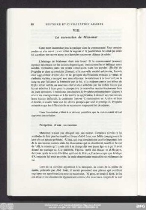 VIII La succession de Mahomet