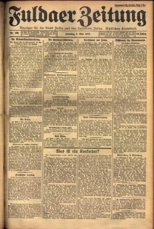 Erste Ausgabe vom Sonntag, den 08. Mai 1927.
