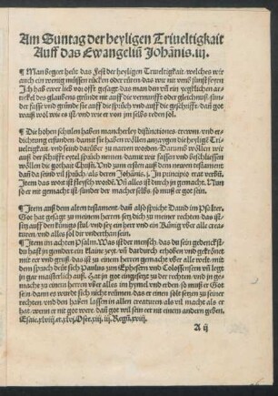 Am Suntag der heyligen Triveltigkait Auff das Ewangelium Johannis .iii.