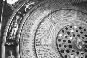 Lübeck: astronomische Uhr in der Marienkirche, Namenstage, Ausschnitt