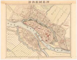 Karte Bremen: Landkarte, Maßstabsleiste in Fuß