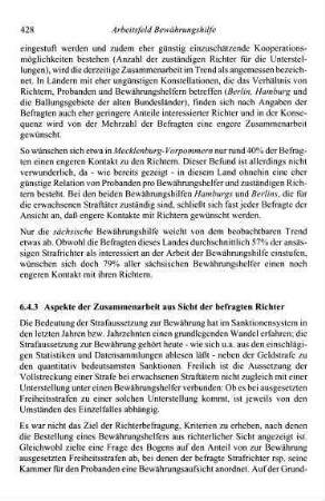 428-431, 6.4.3 Aspekte der Zusammenarbeit aus Sicht der befragten Richter