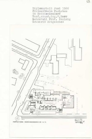 Freizeitheim Fuchsbau, Berlin-Reinickendorf (Diplomarbeit bei Peter Poelzig): Grundriss Eingangsgeschoss 1:200