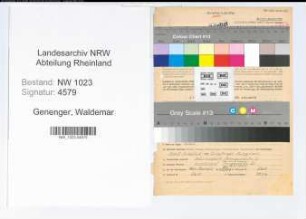 Entnazifizierung Waldemar Genenger , geb. 14.06.1907 (Verw.Angest.)