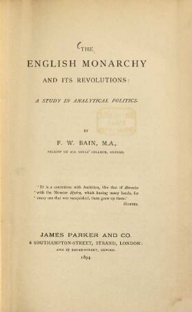 The English monarchy and its revolutions