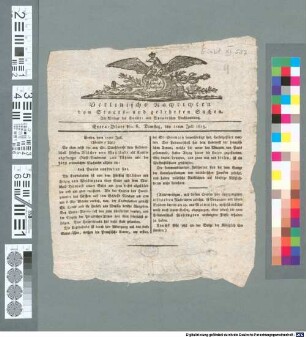 Berlinische Nachrichten von Staats- und gelehrten Sachen. Extra-Blatt. 1815,6 (11. Juli)