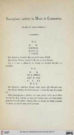 2: Inscriptions inédites du Musée de Constantine : (place du Caravansérail)