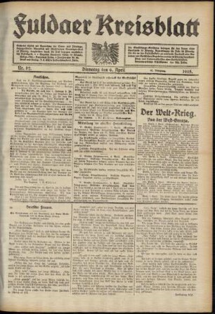 Ausgabe vom Dienstag, den 06. April 1915.