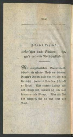 Zehntes Kapitel. Ueberfahrt nach Sicilien. Roger's verliebte Vorschnelligkeit