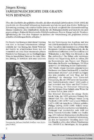 Familiengeschichte der Grafen von Bissingen.