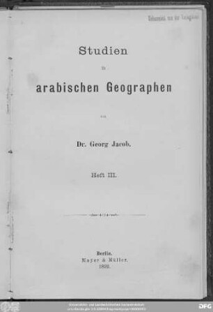 H. 3: Studien in arabischen Geographen