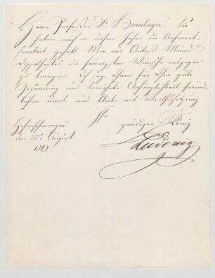 Ludwig II. von Bayern (1845 - 1886) Autographen: Brief von Ludwig II. an Julius Hamberger - BSB Autogr.Cim. Ludwig .18