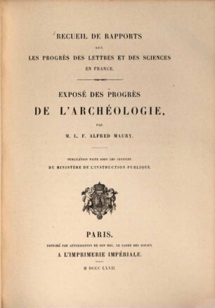 Exposé des progrès de l'archéologie