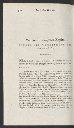 Vier und vierzigstes Kapitel erklärt die Vorschriften der Tugend.