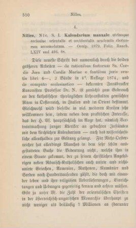 510-515 [Rezension] Kalendarium manuale utriusque ecclesiae orientalis et occidentalis